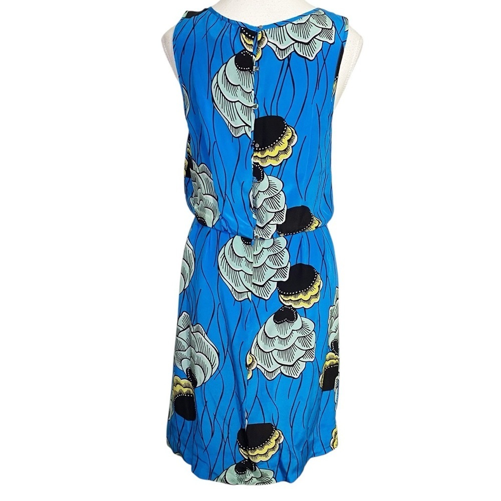 Anthropologie 100% Silk Blue Floral Palma Midi Dress by Sariah - Picture 2 of 16